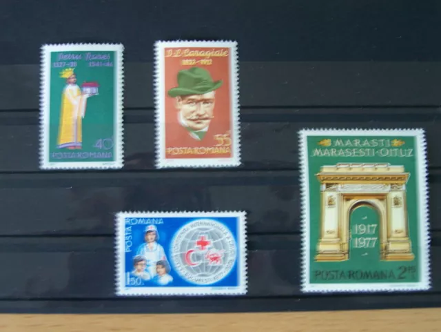 Romania,1977,Anniversaries Including Red Cross,4 Vals, Complete.u/Mint,Excellent