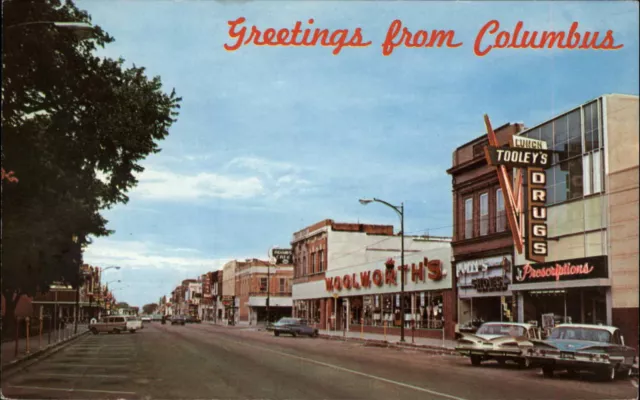 Columbus Nebraska NE ? Woolworth's Classic 1960s Cars Vintage Postcard