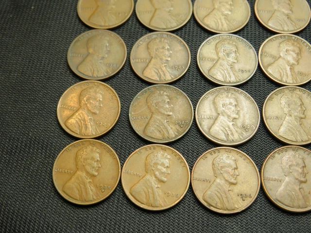 1909-1938 S  Lincoln Wheat Cent Penny roll lot 50 different coins old US Copper 5