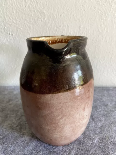 Alter Krug, Vase, Keramikkrug, braun/beige, mit Bodenmarke; Handarbeit