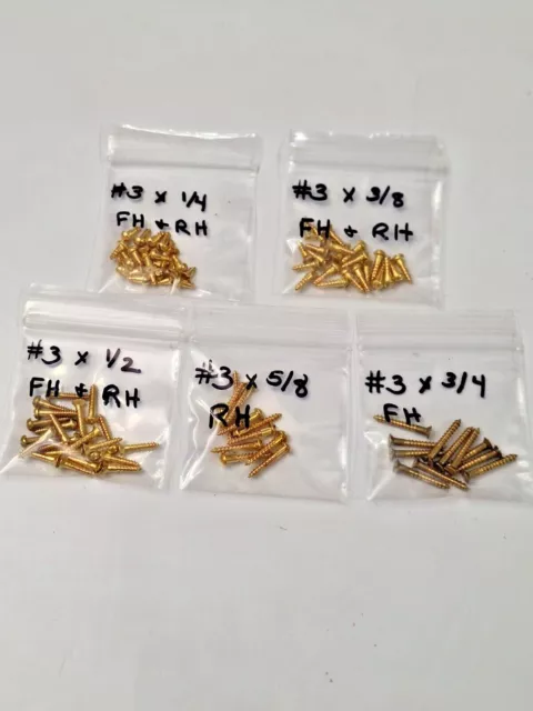 Miniature Brass Wood Screws 5 Different Assortments