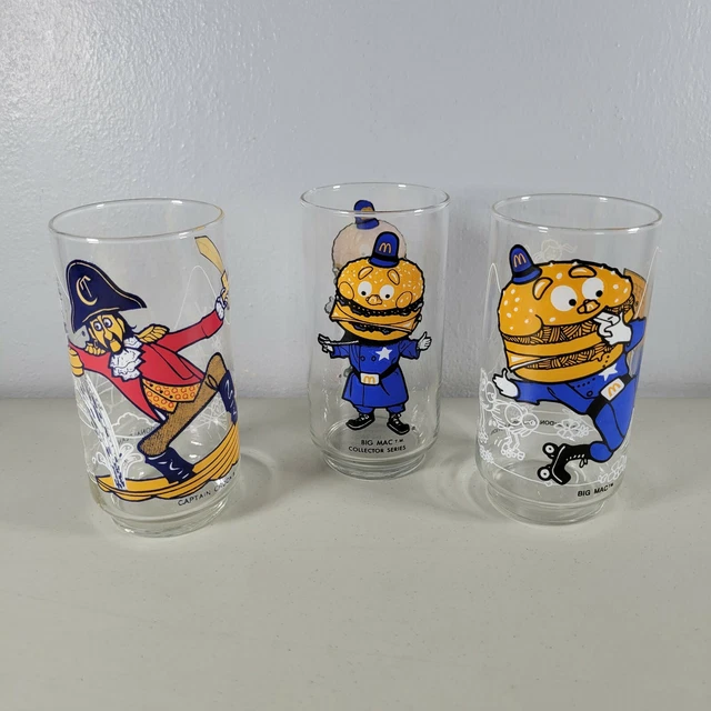 1970S MCDONALDS GLASSES Big Mac and Pirate Set of 3 Vintage 19.95