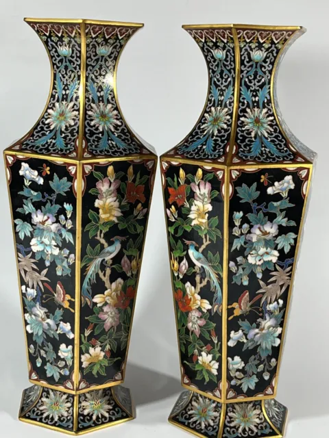 A very  beautiful and large  pair of Chinese cloisonne hexagon vases NC-08A/B 2