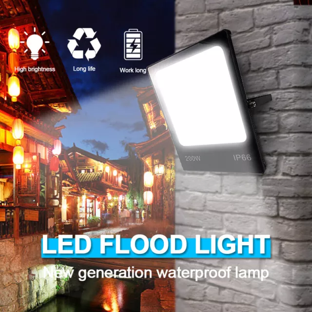 Flood Lights Waterproof 50W/100W/200W Warm/Cool White Hardwire Garden Campus