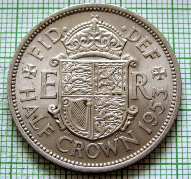 GREAT BRITAIN ELIZABETH II 1953 HALF CROWN HALFCROWN UNC LUSTRE one year type