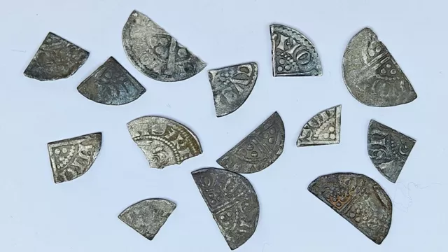 Unidentified Hammered Medieval Halfpennies And Farthings Long Cross Group Joblot