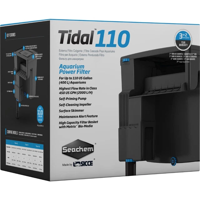 Seachem Tidal 110 Aquarium Power Filter for Aquariums up to 110 Gallons (400L)