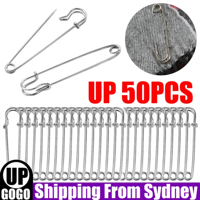 5-50X Large Safety Pins 3.5Inch 87mm Silver Tone Metal Craft Sewing Quilt Need