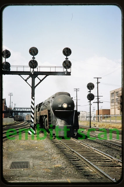 Original Slide, N&W Norfolk & Western 4-8-4 Steam #605 Passenger 1957 Roanoke VA