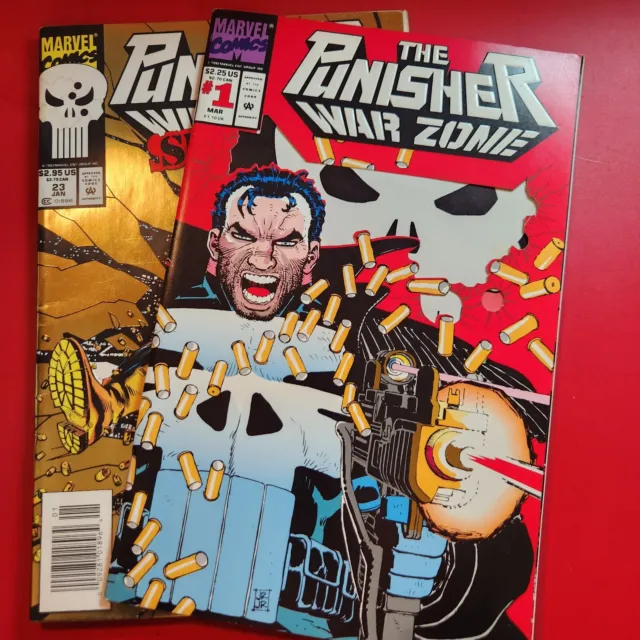 Punisher War Zone #1, #23 Marvel Comic Books 1992 Fine