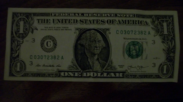 2013 $1 One Dollar Frn Federal Reserve Note “Ink Smear Error”