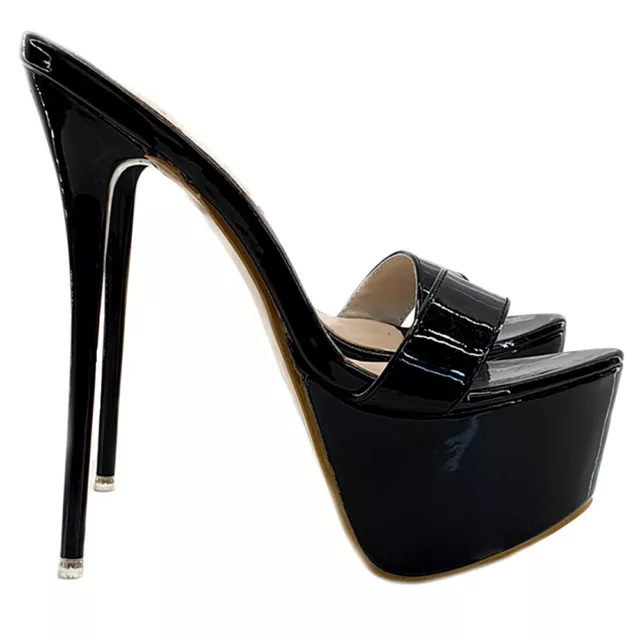 Sexy MULE cubista tacco a spillo 17.5 cm stiletto - KH102 NERO