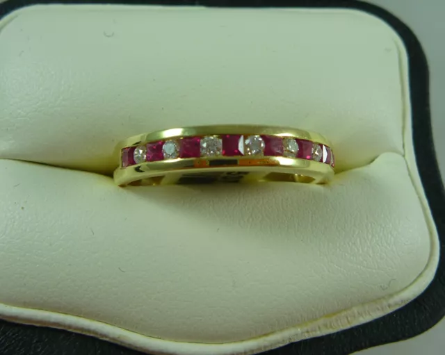 Fabulous 18K/Ct Yellow Gold Ruby And Diamond Set Ring New In Box