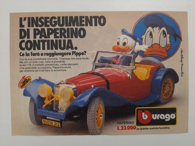 Pubblicità originale Advertising  anni 1986 Burago BBurago Auto Paperino DISNEY