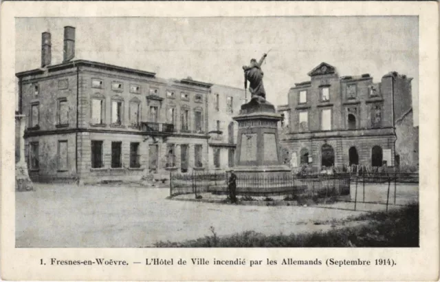 CPA FRESNES-en-WOEVRE L'Hotel de Ville burned by the Germans (152674)