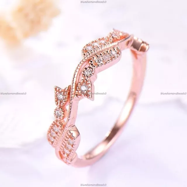 MILGRAIN BAND FINE Anniversary Engagement Diamond Ring 14k Rose Gold ...