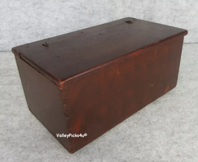 Antique Paint Decorated Folk Art Hinged Lid Document Candle Gettysburg Wood Box
