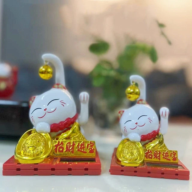 Ornamento per gatto ad energia solare per attrarre ricchezza e fortuna