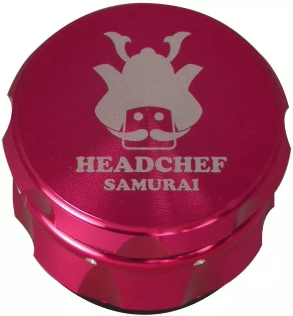 Headchef Samurai Metal Herb Grinder with Sifter Scraper – 4 Piece PINK-BLUE-RED