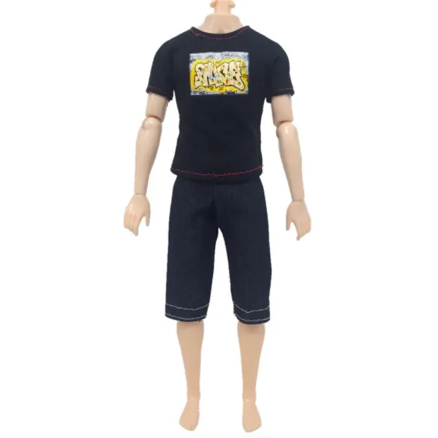 Black T-Shirt Suit for   Doll Toy Two-Piece Suit Kid Doll Cloth Children To-RQ
