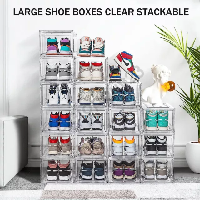 24pcs Plastic Shoe Box Set Foldable Storage Clear Home Use