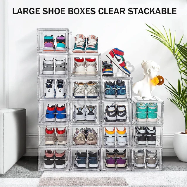 24pcs Plastic Shoe Box Set Foldable Storage Clear Home Use