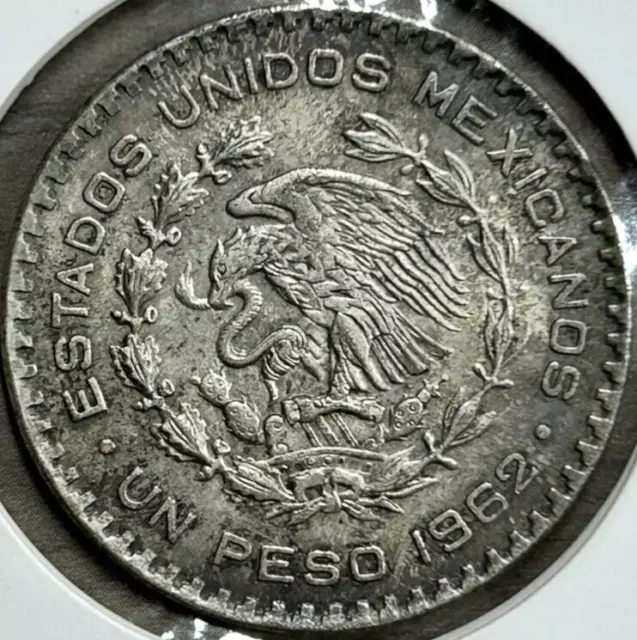 1962 One Peso Mexican Silver Coin 10% Silver 1.60 Grams AWS