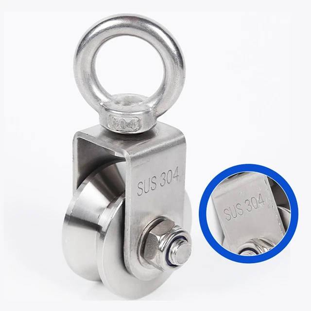 Bague de levage poulie simple type U 280 kg 304 roulement à billes 360° en aci