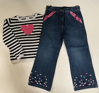 Gymboree 2PC Heart Sweater Jeans Set Sweetheart Outfit Toddler Girl 4 4T EUC