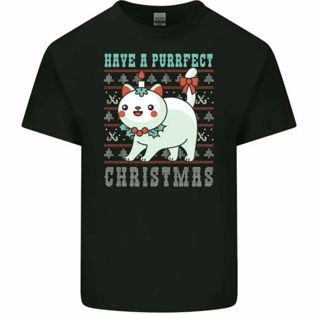 T-shirt natalizia Have a Perfect da uomo divertente gatto gatto regalo gattino animale domestico 6