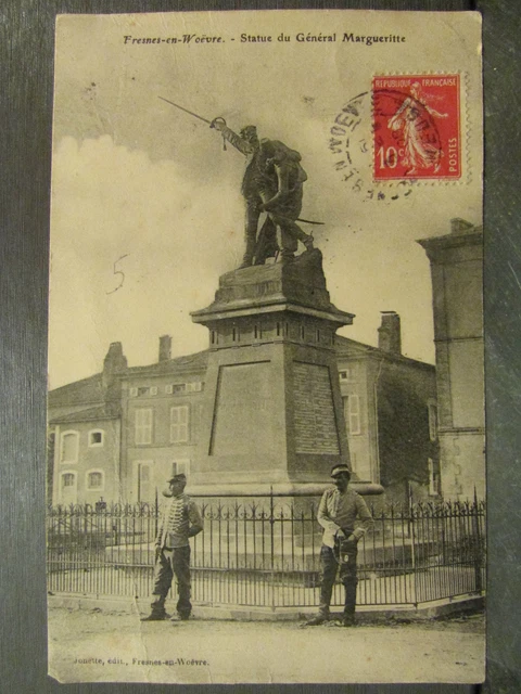 cpa 55 ash trees in woevre statue of general margueritte animee