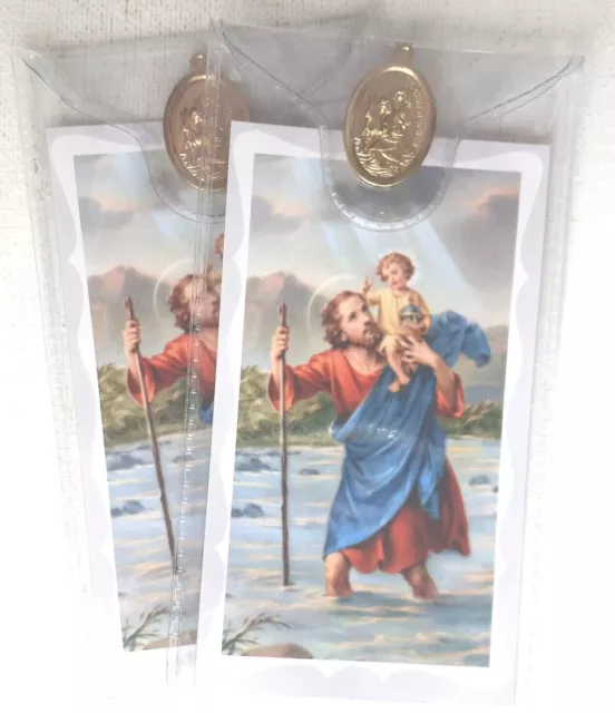 ST CHRISTOPHER   Prayer Card & Medal  PACK OF THREE