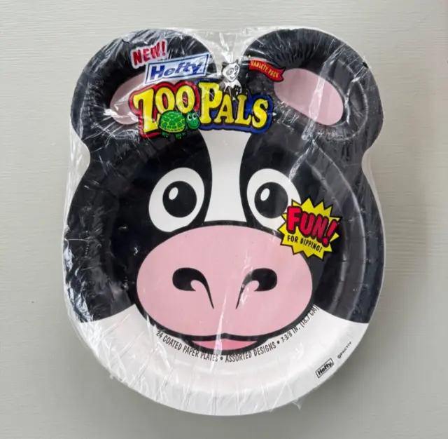 Vintage Hefty Zoo Pals 24 Pack Animal Paper Plates New Old Stock RARE 2001  (B2)