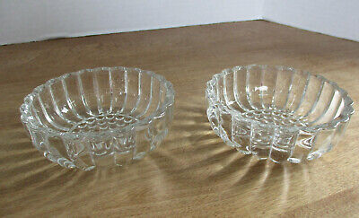 Pair of 4" Wide Panel Glass Candy Dishes with Hobnail Base 1-1/2" H