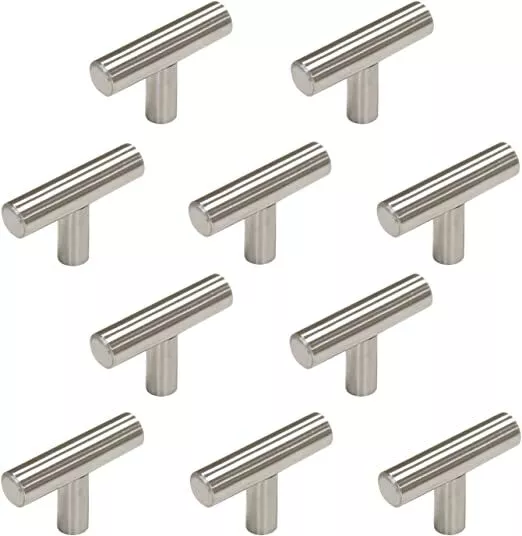 Stainless Steel Drawer Kitchen T Bar Handles Brushed Nickel Cabinet Pulls 10Pcs