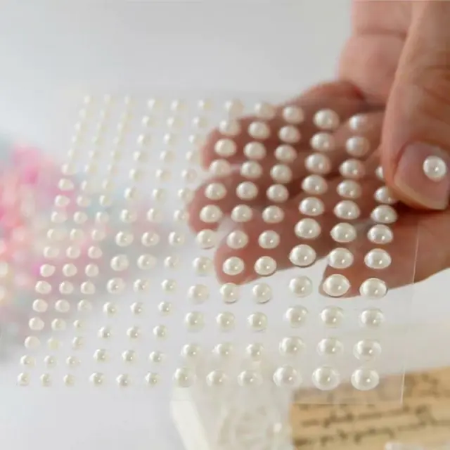 1 hoja de pegatinas de plástico semicircular para decoración de perlas para uñas artesanías hágalo usted mismo *H7