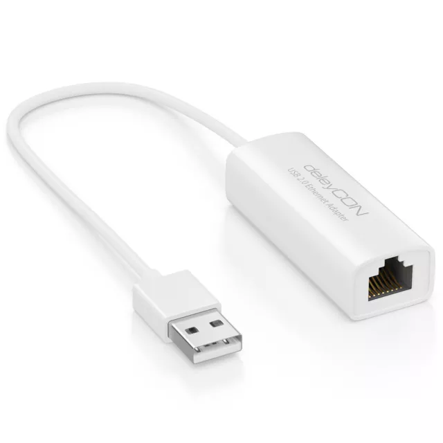 deleyCON USB LAN Adapter USB 2.0 Netzwerk Adapter Patchkabel DSL USB auf RJ45