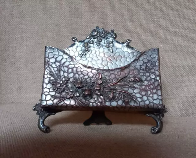 Vintage Pewter Art Nouveau Style Letter Holder Table Top