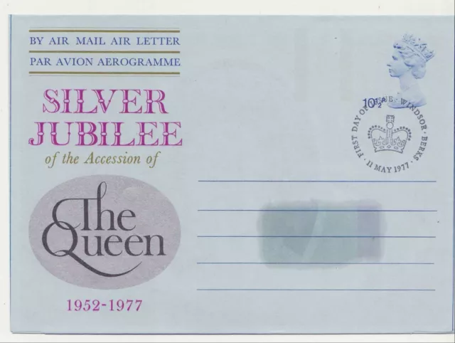GB Briefmarken Aerogramm/Luftbrief APS38-10 1/2p Queen's Silber Jubiläum 1977 GEBRAUCHT