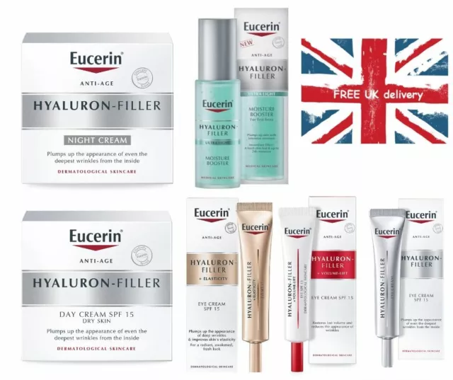 Eucerin Hyaluron-Filler Day,Night, Eye Creams or Moisture Booster Brand New Seal