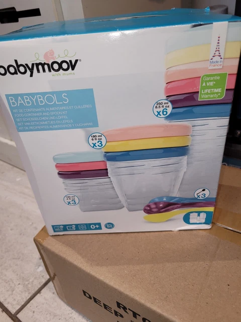 BABYMOOV Babybols Multiset Contenedores de almacenamiento de alimentos para bebés 12 Juego con 3 cucharas