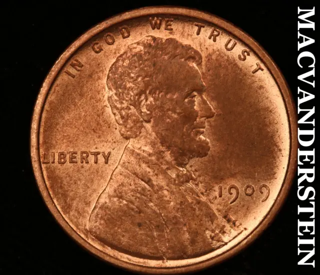1909 VDB Lincoln Wheat Cent-Choice Gem Brilliant Uncirculated Red #R100