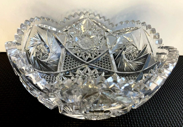 Fine Antique Abp American Brilliant Period Cut Glass 8" Bowl