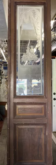 Etched Glass Parlor Door 117x29 Victorian Style  Old European