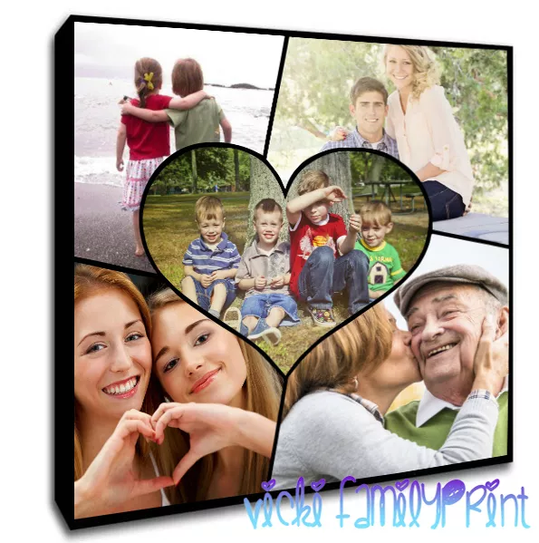 PERSONALISED SQUARE CANVAS COLLAGE BIRTHDAY PRESENT FAMILY PHOTOS  18mm frame