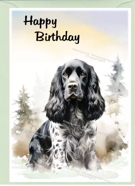 Cocker Spaniel Blue Roan Dog Birthday Card (4"x 6") blank inside - by Starprint