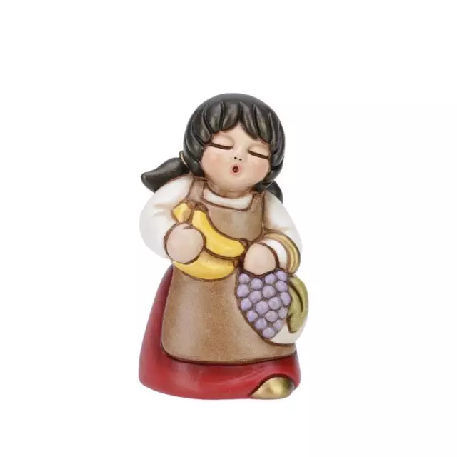 Donna con frutta, personaggio del presepe classico Thun colore rosso