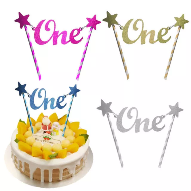 Baking Decor Glitter Star For Baby ONE Letter 1st Happy Birthday Cake Topper