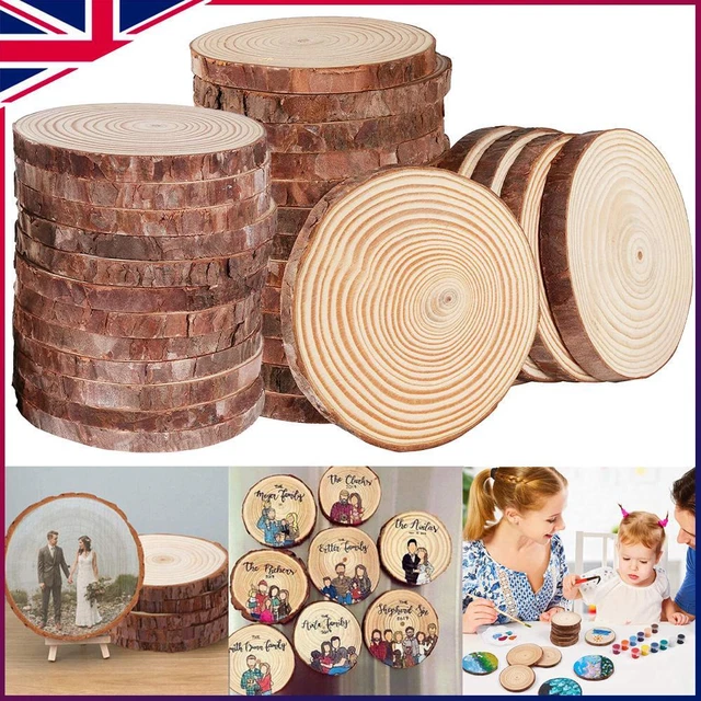 30×Wood Slices Log Slices Unfinished Circles DIY Crafts Rustic Wedding Ornaments