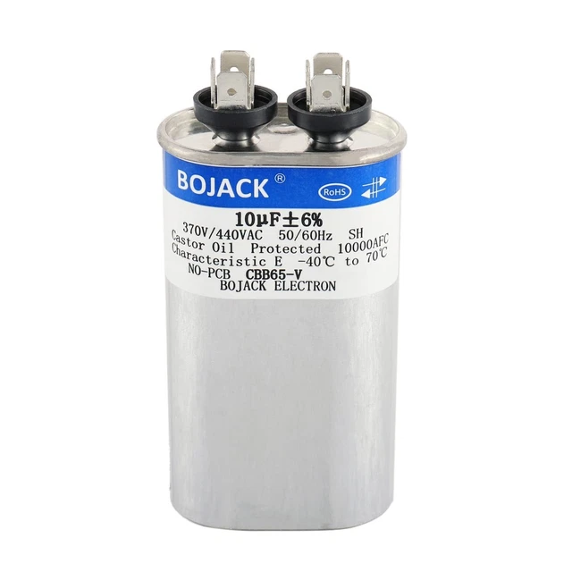 10 uF ±6% 10 MFD 370V/440V CBB65 Oval Run Start Capacitor for AC ...